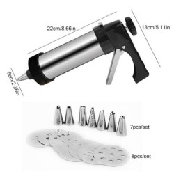 Cookie press gun - icing / decorating - stainless steel - setBakeware