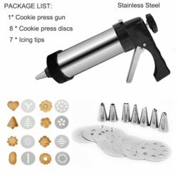 Cookie press gun - icing / decorating - stainless steel - setBakeware