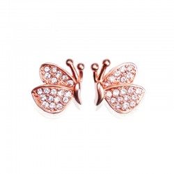 AretesPendientes con mariposas de diamantes - plata de ley 925