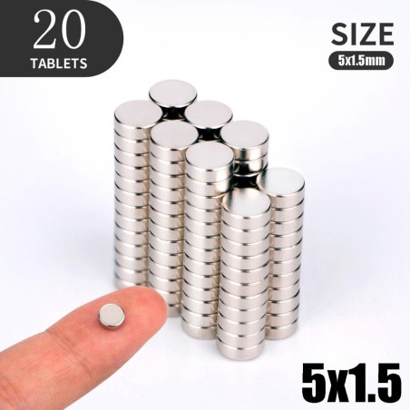 N35N35 - imán de neodimio - disco fuerte - 5 mm * 1,5 mm - 20 piezas