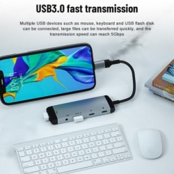 HubHUB 5 en 1 - Type-C - USB 2.0 / 3.0 - jack 3.5mm - splitter - adaptador