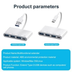 HubHUB de 4 puertos - tipo C / USB - divisor - adaptador OTG - USB 3.0
