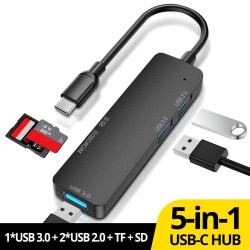 HubHUB 5 en 1 - USB 3.0 - tipo C - TF - SD - adaptador - divisor