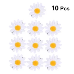 Pinzas de cabelloPinzas para el pelo decorativas - margaritas blancas - 10 piezas