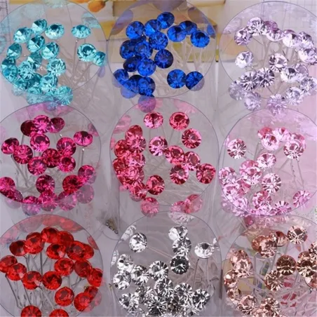 Pinzas de cabelloHorquillas de plata - con cristales - 10 piezas