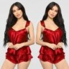 LenceríaPijama sexy satinado - shorts - top sin mangas - conjunto