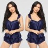 LenceríaPijama sexy satinado - shorts - top sin mangas - conjunto