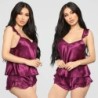 LenceríaPijama sexy satinado - shorts - top sin mangas - conjunto