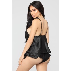 LenceríaPijama sexy satinado - shorts - top sin mangas - conjunto