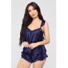 LenceríaPijama sexy satinado - shorts - top sin mangas - conjunto
