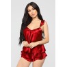 LenceríaPijama sexy satinado - shorts - top sin mangas - conjunto