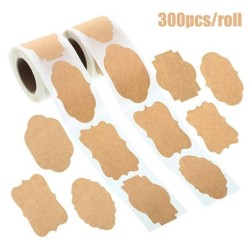 CocinaEtiquetas de papel kraft - pegatinas para tarros / velas / botellas - 300 piezas