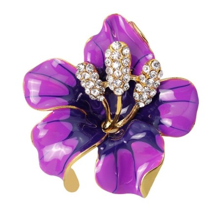 BrochesFlor morada con cristales - broche de alfiler
