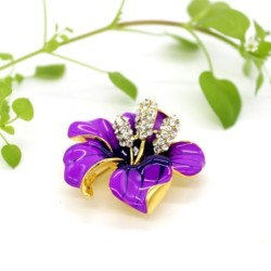 BrochesFlor morada con cristales - broche de alfiler