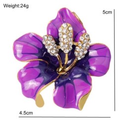 Purple flower with crystals - pin broochBrooches