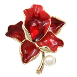 BrochesFlor con cristal / perla - broche de oro