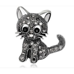 Black crystal cat - broochBrooches