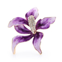 BrochesFlor de orquídea morada con cristales - broche