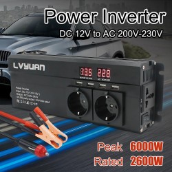 Inversores6000W - DC 12V/24V a AC 220V - pantalla LED - inversor de coche - convertidor - cargador - transformador