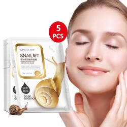 PielMascarilla facial de esencia de caracol - hidratante - control de aceite - tratamiento del acné - 5 piezas