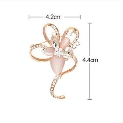 Pink opal flower with crystals - elegant broochBrooches