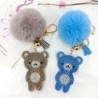 Crystal teddy bear with fur pom pom - keychainKeyrings