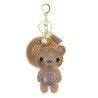 Crystal teddy bear with fur pom pom - keychainKeyrings
