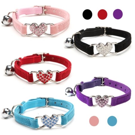 Collares & correasCollar para perros/gatos - ajustable - con corazón de cristal / campana