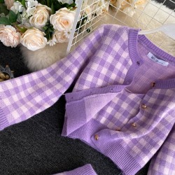 VestidosConjunto de cuadros de punto - falda - chaleco - cárdigan