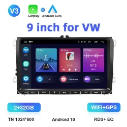 Din 2Autoradio - 2 Din - 9 pulgadas - Android 10 - 2GB - 32GB - Bluetooth - GPS - carplay - para Volkswagen Golf 5 6 Passat