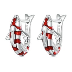 Red carp shaped earrings - 925 sterling silverEarrings