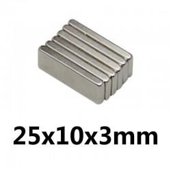 N35N35 - imán de neodimio - bloque rectangular fuerte - 25 mm * 10 mm * 3 mm