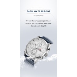 RelojesNAVIFORCE - reloj de cuarzo de moda - correa de cuero - resistente al agua - blanco
