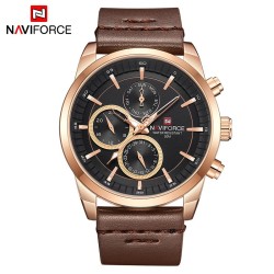 NAVIFORCE - fashionable Quartz watch - leather strap - waterproof - rose gold / blackWatches