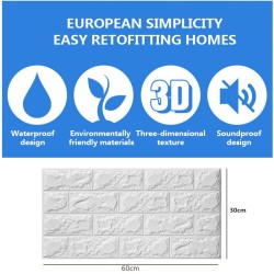 3D wall sticker - self adhesive foam - wallpaper - waterproof - brick design - 60 * 30cmWall stickers