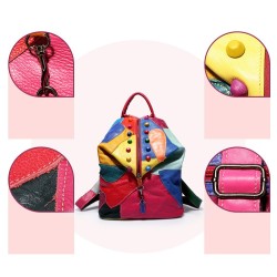 Leather backpack - with rivets - colorful rainbow colorsBackpacks