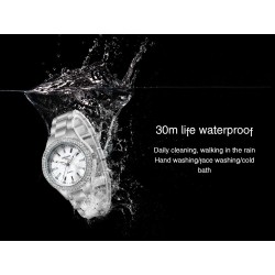 RelojesLujoso reloj de cuarzo - con pedrería - resistente al agua - acero inoxidable