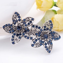 Pinzas de cabelloPinza para el pelo elegante - flores dobles de cristal azul