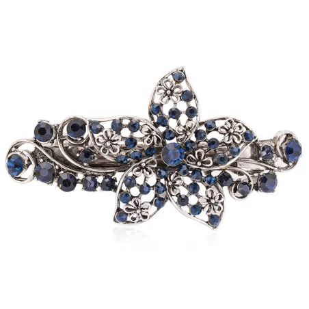 Pinzas de cabelloFlor de cristal azul - pasador de pelo elegante