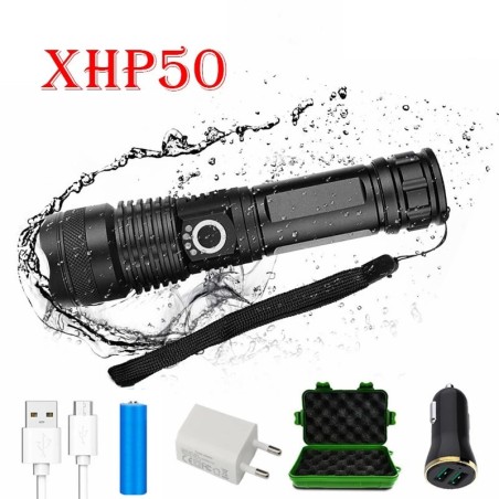 LinternasZ20 - XHP50 - batería 18650 - linterna LED - zoom - USB - resistente al agua