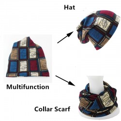 Sombreros / gorras2 en 1 - gorro / bufanda de invierno - diseño de cuadros - unisex