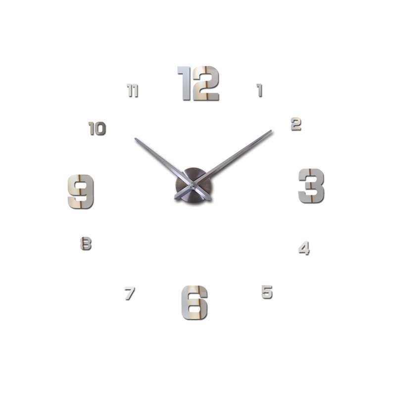 Pegatinas de paredReloj de pared 3D - adhesivo acrílico DIY - efecto espejo