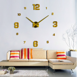 Pegatinas de paredReloj de pared 3D - adhesivo acrílico DIY - efecto espejo