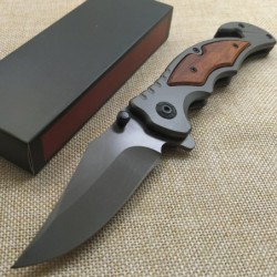 Folding pocket knife - black steel blade - rosewood handleKnives & Multitools