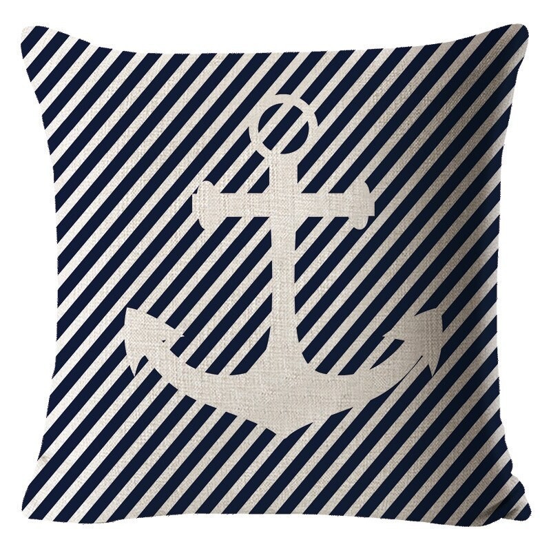 Decorative blue cushion cover - ocean / boat / rudder - 40cm * 40cmCushion covers