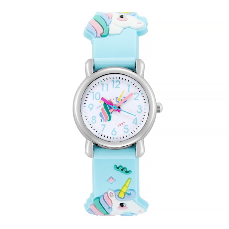 RelojReloj de cuarzo para niños - correa de silicona con unicornio