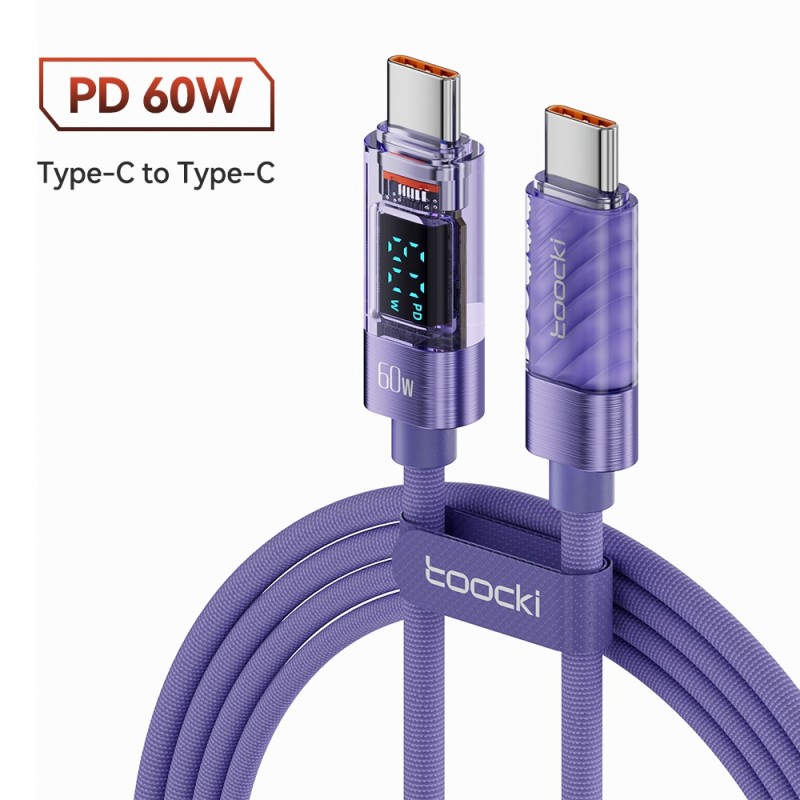 CablesCable USB C a tipo C - carga rápida - transmisión de datos - con pantalla LCD - 60W / 100W