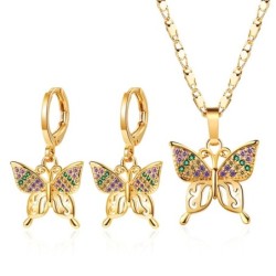 Conjuntos de joyasConjunto de joyas doradas - con mariposas - pendientes / collar