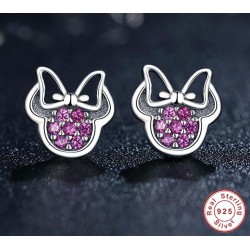 Bow / crystals - 925 sterling silver earringsEarrings