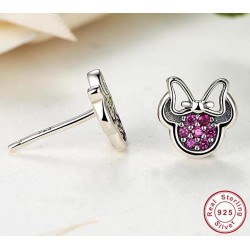 Bow / crystals - 925 sterling silver earringsEarrings